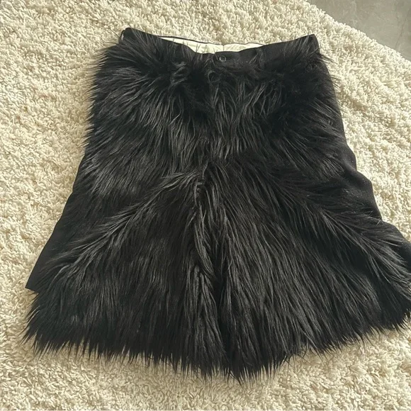 Comme des Garçons Homme Plus Black AW23 Faux-Fur & Tweed Shorts Designer - Picture 7 of 13